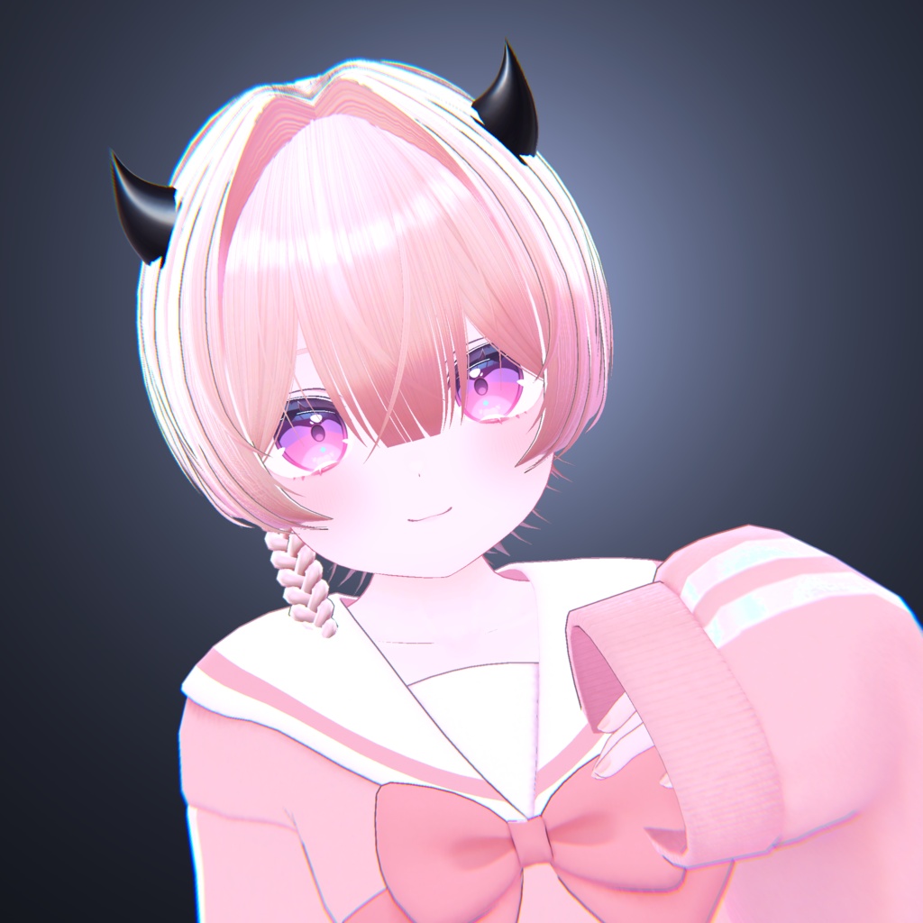 【15アバター対応】デビル三つ編みショート【VRChat】