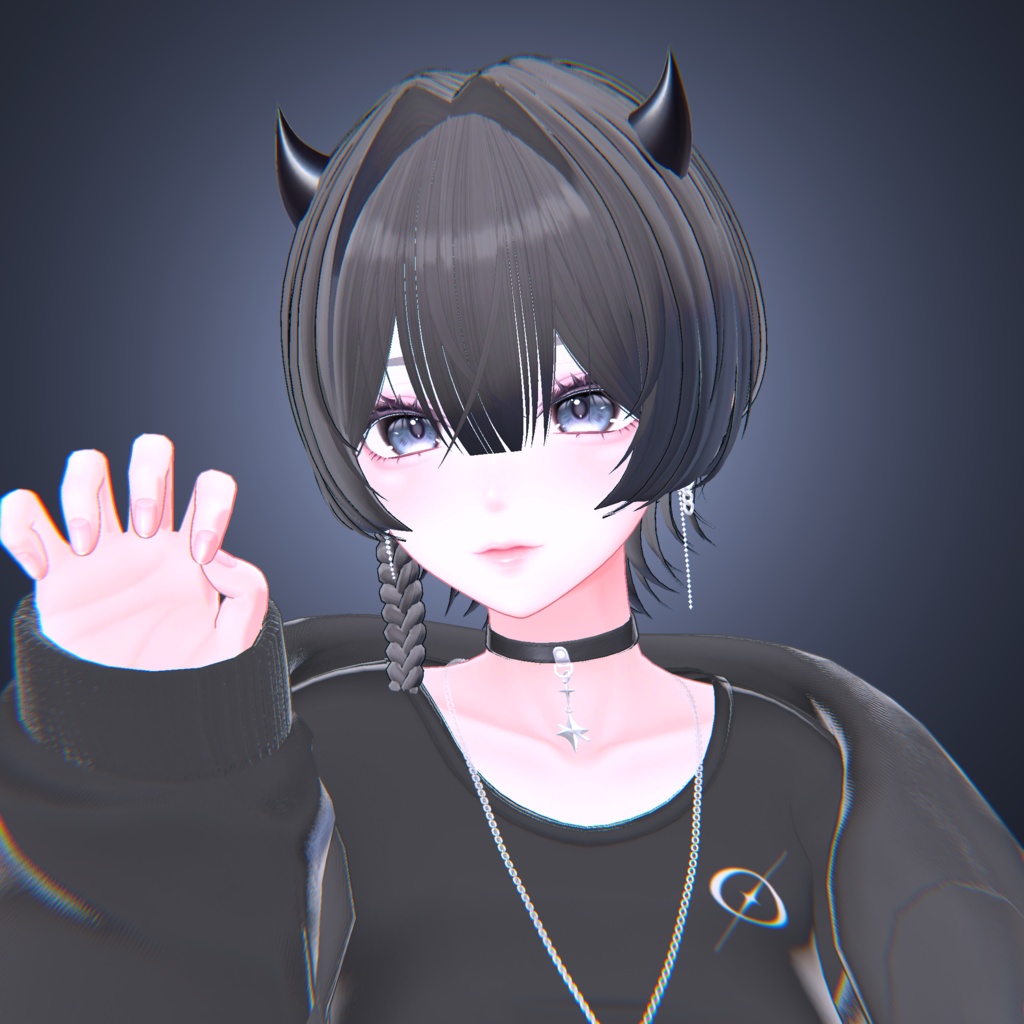 【15アバター対応】デビル三つ編みショート【VRChat】