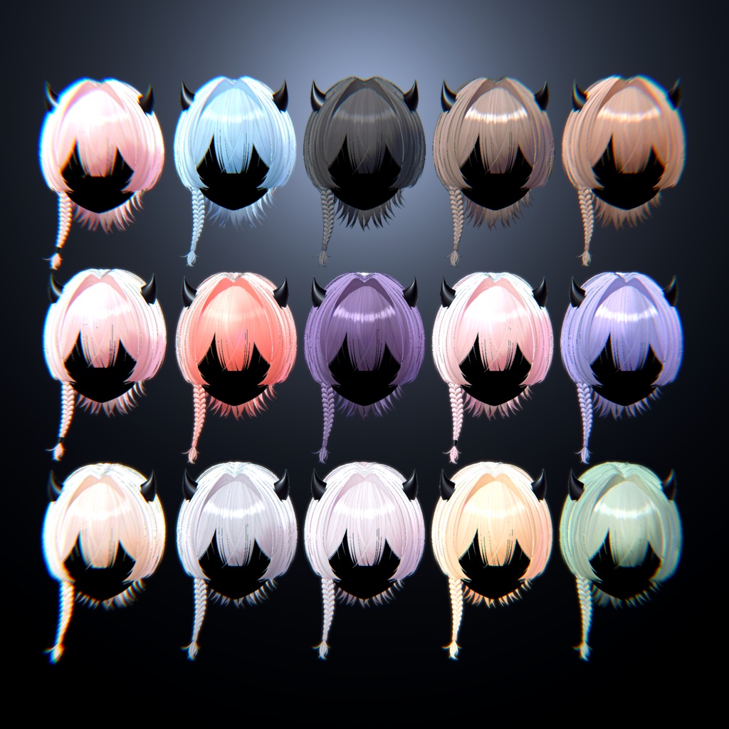 【15アバター対応】デビル三つ編みショート【VRChat】