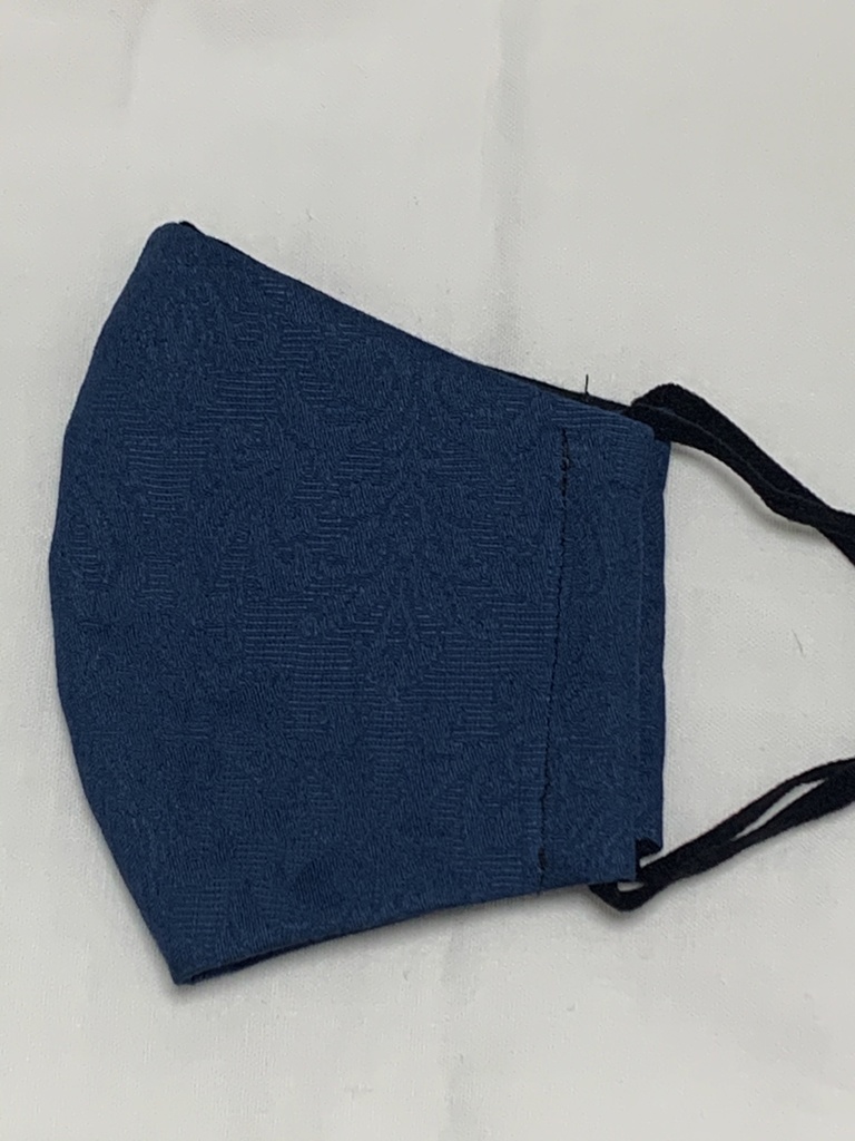 ダマスク柄のブルーの大人サイズ立体マスク