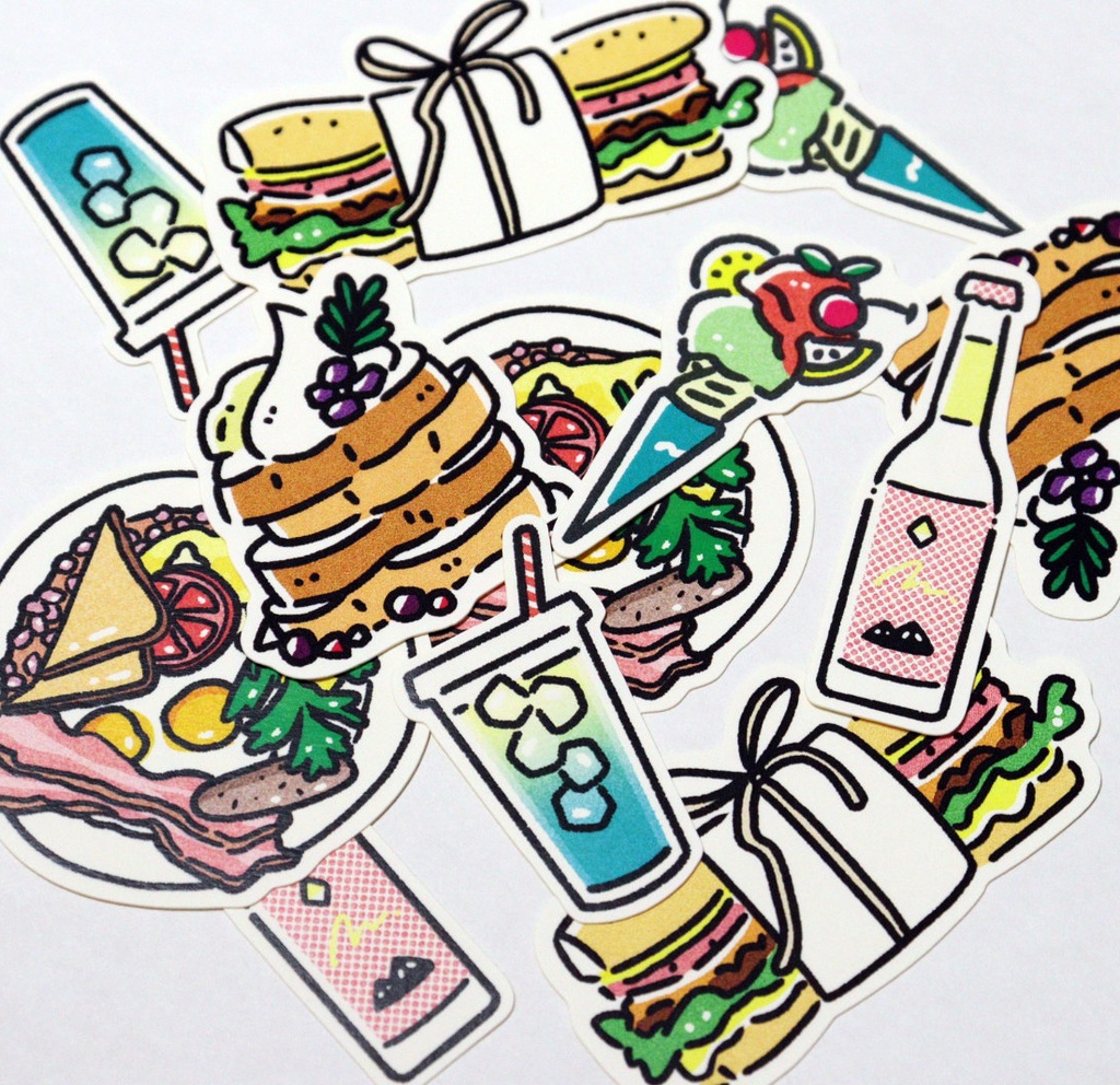フレークシール「Food」6枚SET
