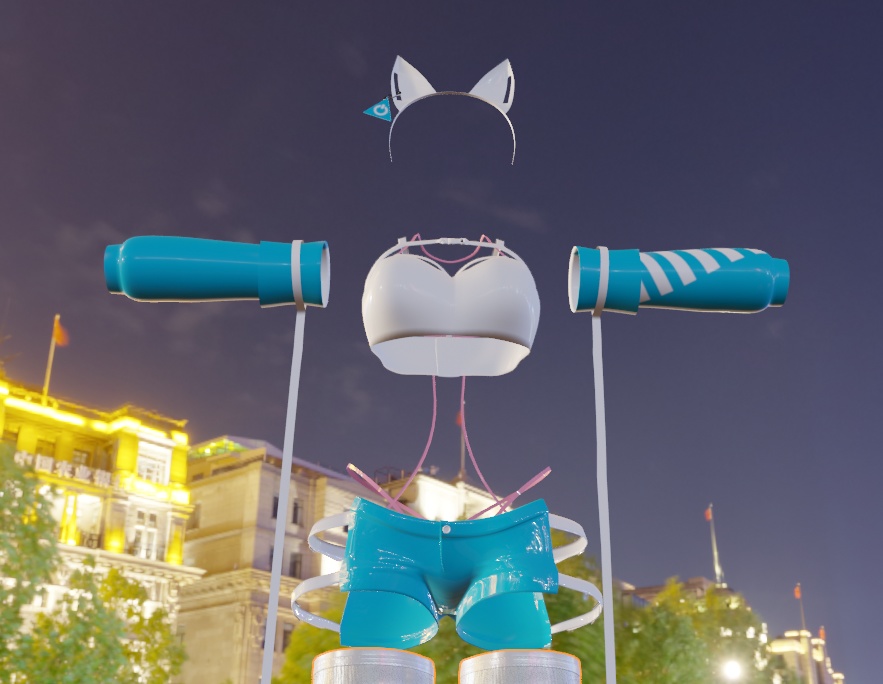 "Highlighter Aesthetic" Cyber Cat Outfit (Only Outfit Included)