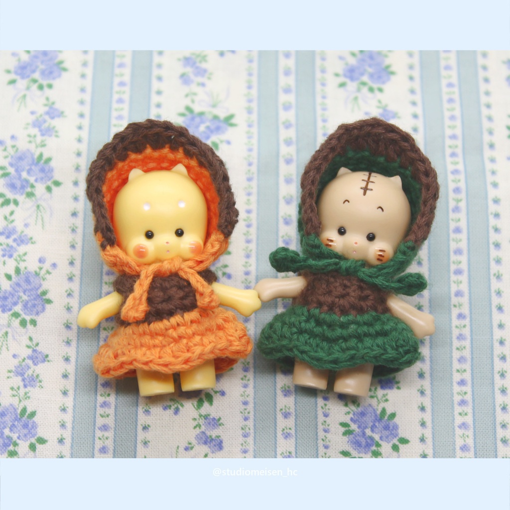 〔お洋服のみ〕ボンネット&ツートンワンピ(オータムカラー)