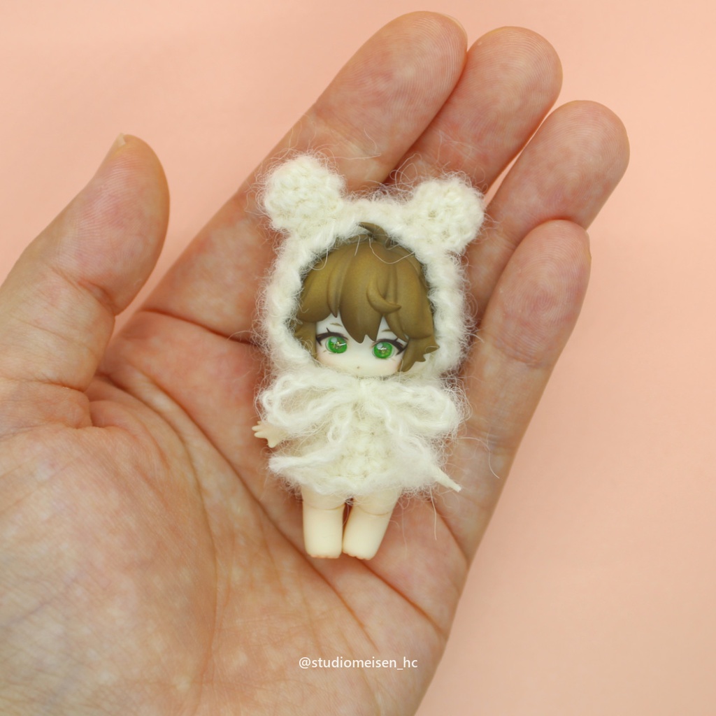 〔お洋服のみ〕ふんわり耳付きワンピ(ホワイト)