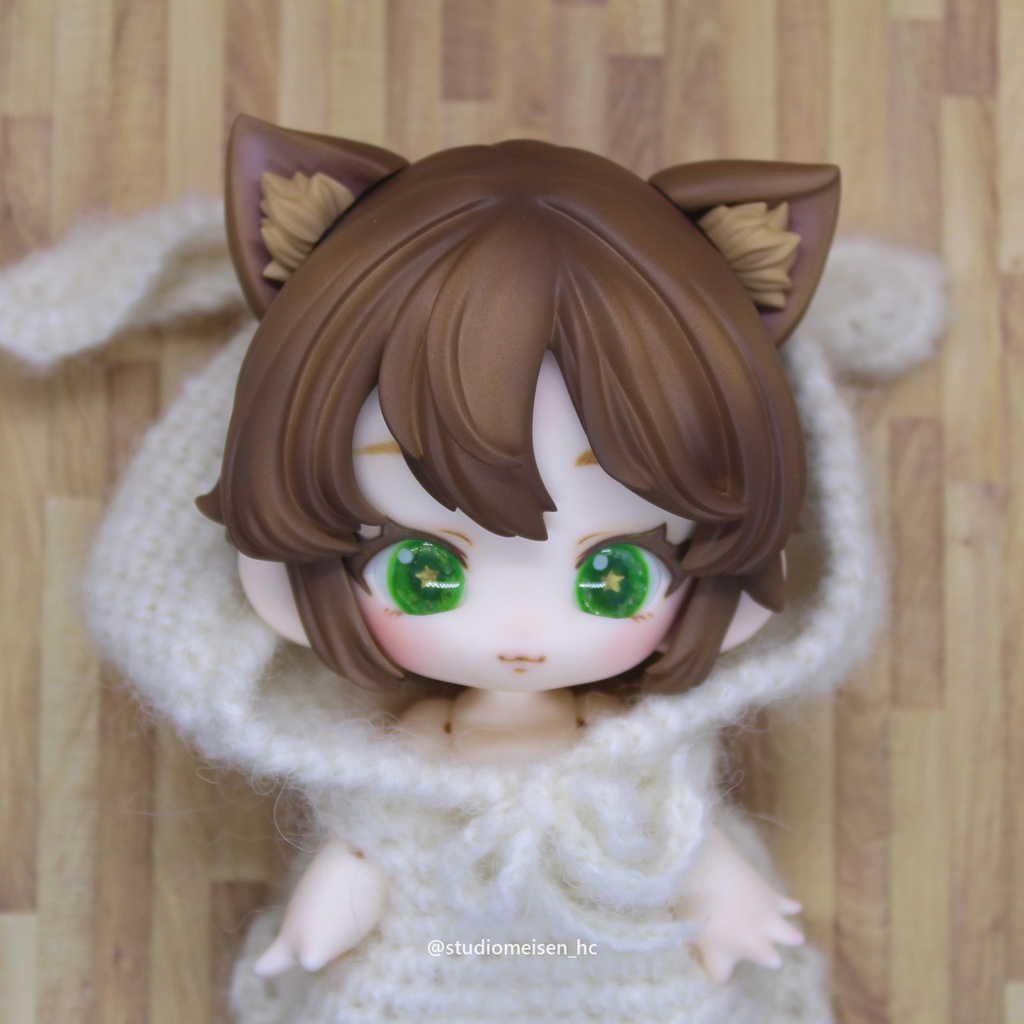 〔レジンウィッグ〕子猫わたあめ(1/6子猫ヘッド)①チョコレートカラー