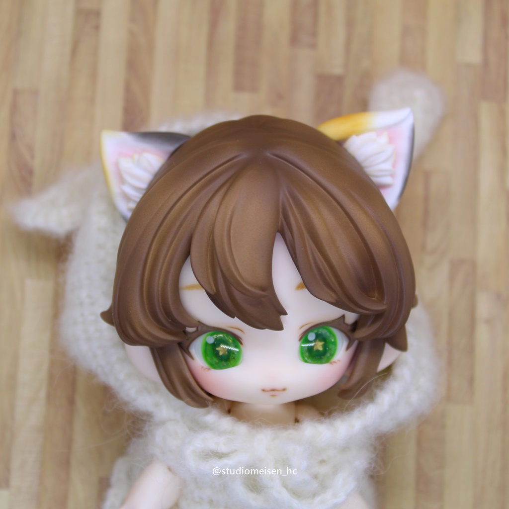 〔レジンウィッグ〕子猫わたあめ(1/6子猫ヘッド)①チョコレートカラー