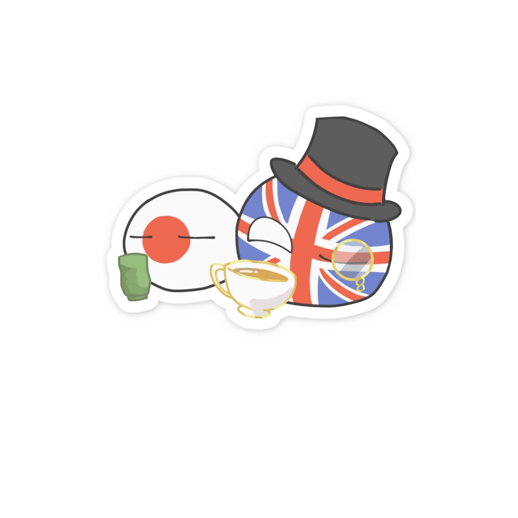 お茶を嗜むボールのステッカー