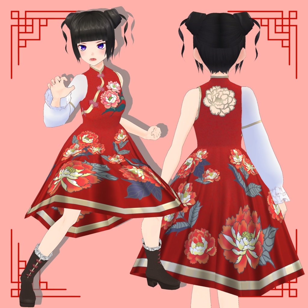 【VRoid】チャイナ風ワンピース