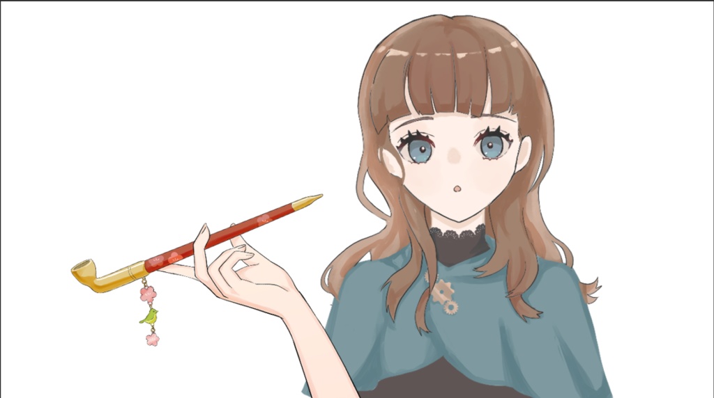 キセルを持つ手の素材【梅モチーフ】