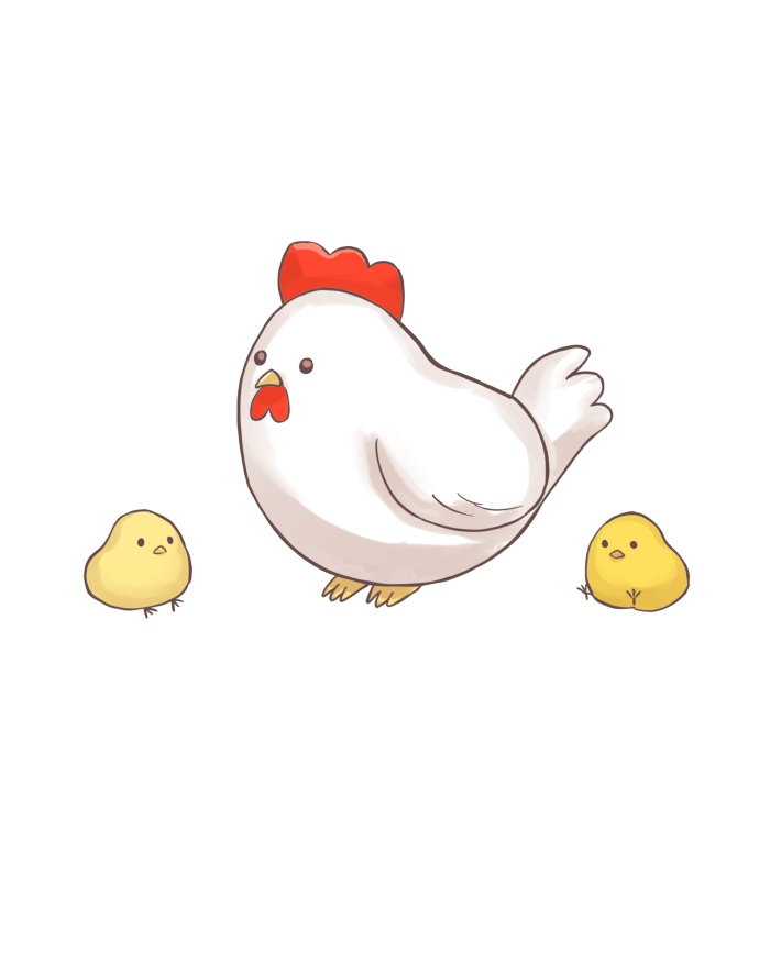 ニワトリ＋ヒヨコ素材🐣🐓