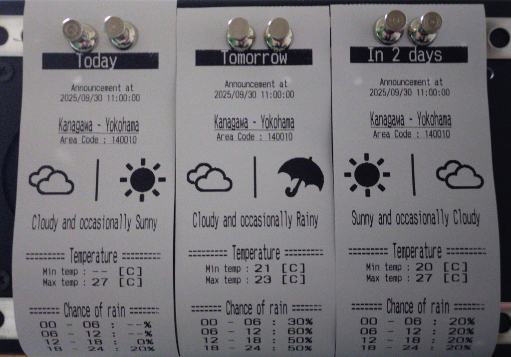 天気予報印刷 for Thermal Printer(Ver 1.3.0)