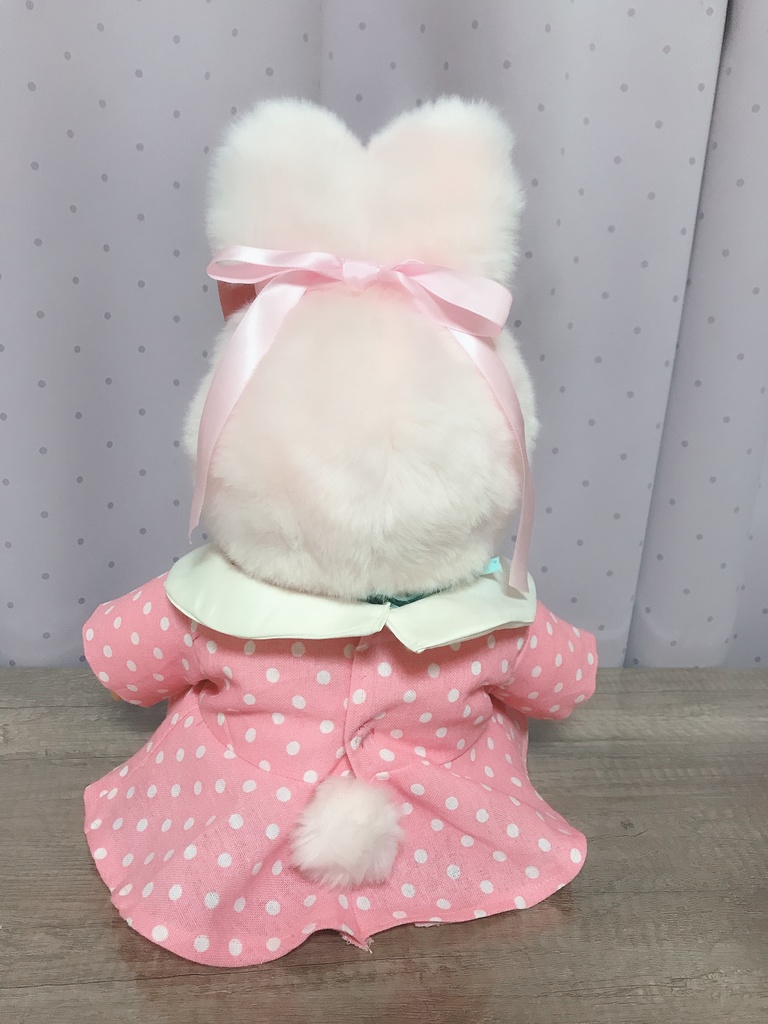 やわらかモンチッチ チムたん 洋服 水玉ピンク ワンピース リボンつき