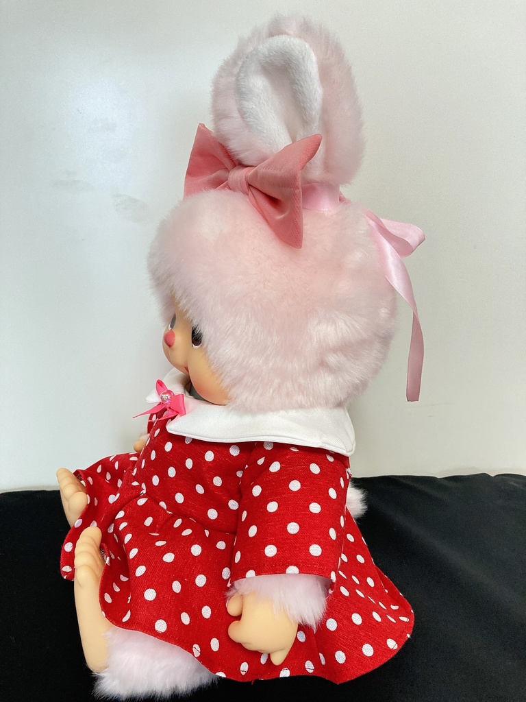 やわらかモンチッチ やわらかチムたん用洋服 水玉赤ワンピース