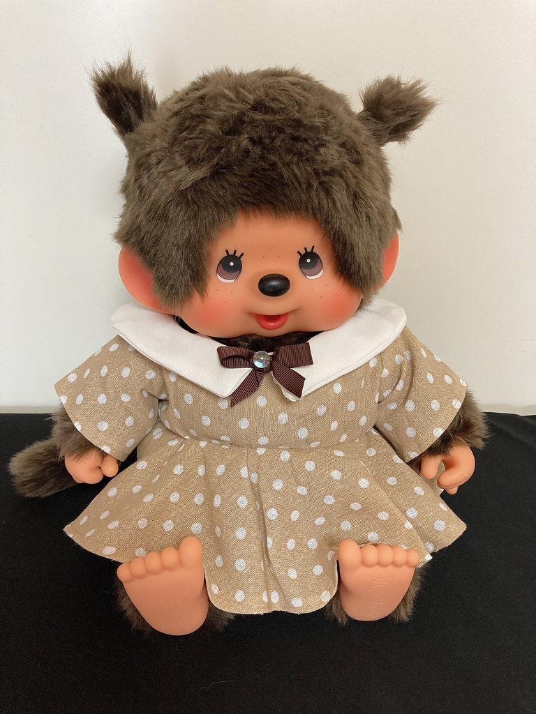 やわらかモンチッチ やわらかチムたん用 洋服 水玉ベージュワンピース