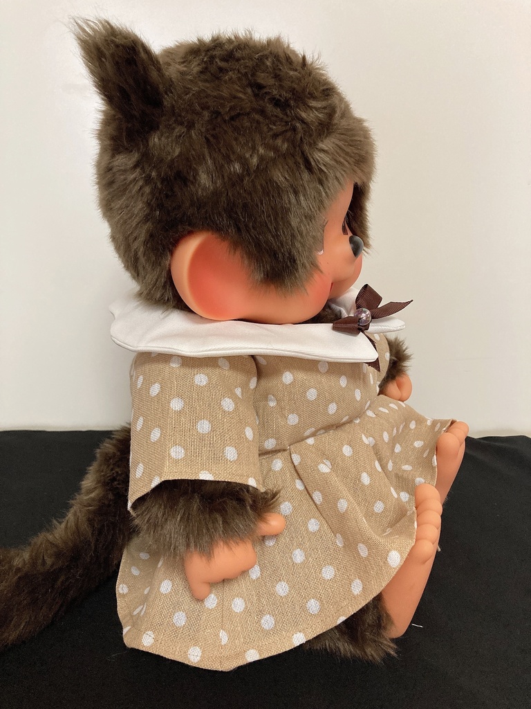 やわらかモンチッチ やわらかチムたん用 洋服 水玉ベージュワンピース