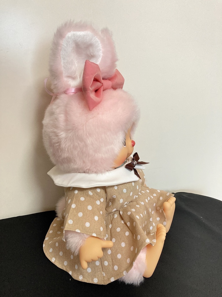 やわらかモンチッチ やわらかチムたん用 洋服 水玉ベージュワンピース