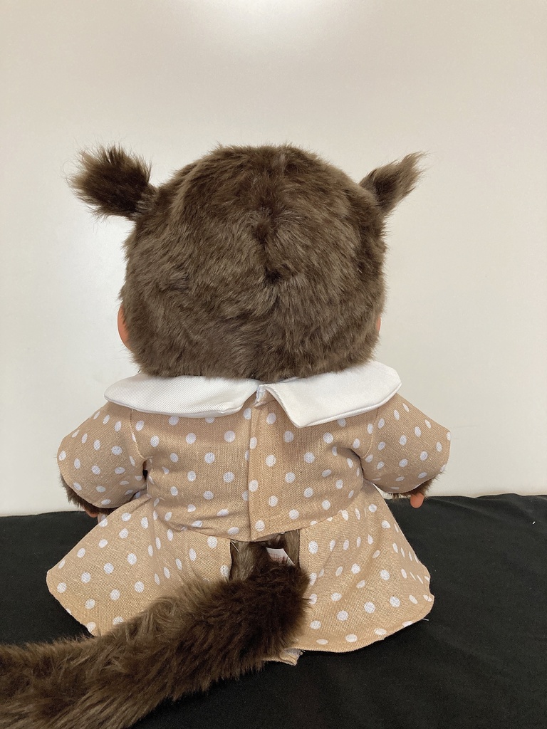 やわらかモンチッチ やわらかチムたん用 洋服 水玉ベージュワンピース