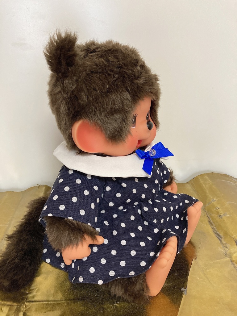 やわらかモンチッチ やわらかチムたん用 洋服 水玉黒ワンピース