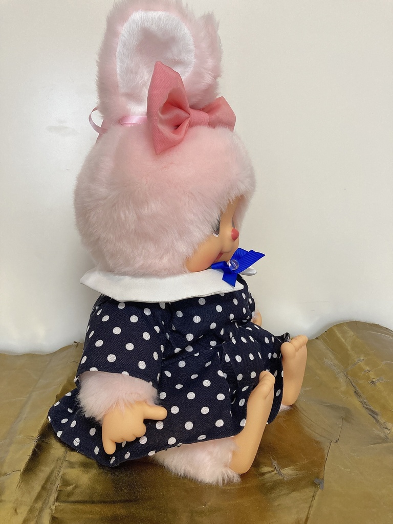 やわらかモンチッチ やわらかチムたん用 洋服 水玉黒ワンピース