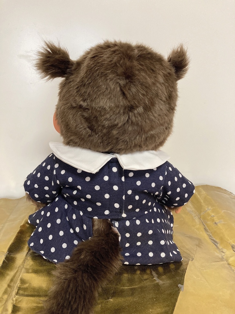 やわらかモンチッチ やわらかチムたん用 洋服 水玉黒ワンピース