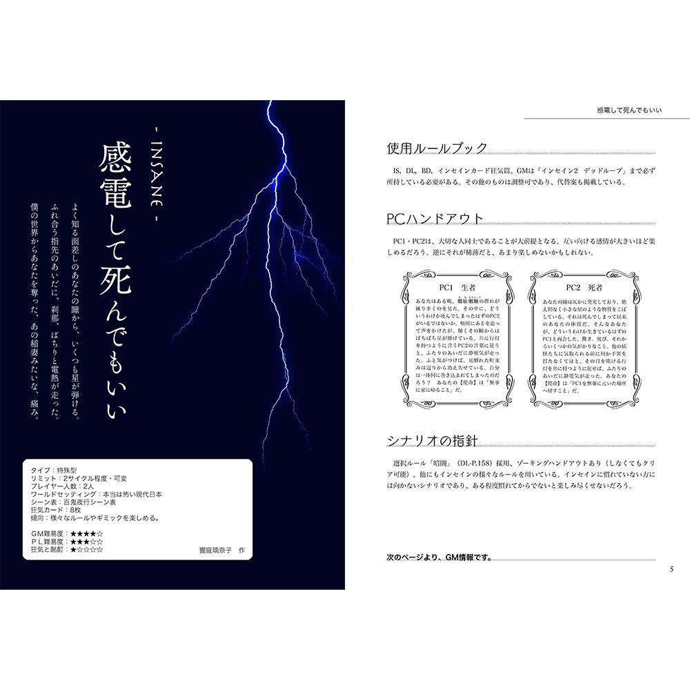 インセインシナリオ集「感電して死んでもいい」