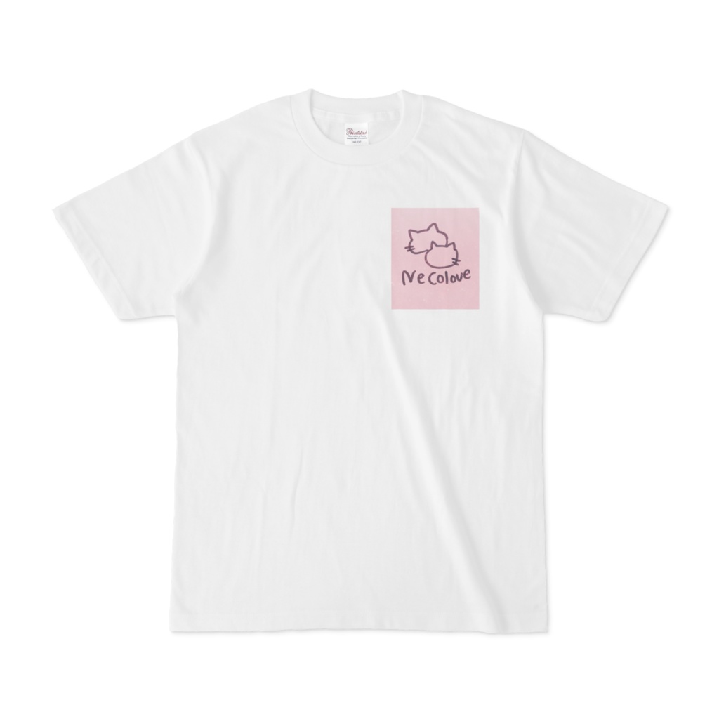 Necolove イラストロゴ旧2匹のねこ　ワンポイントTシャツ(全3種)