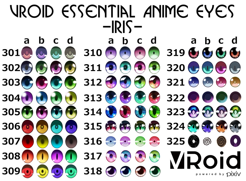 【VRoid】瞳テクスチャセットVol.3【100種類】