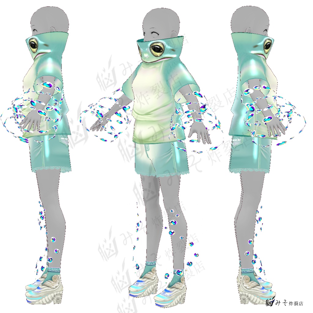 VRoid Texture ※Version:β【Frog Suit Full Set - Litoria caerulea -】