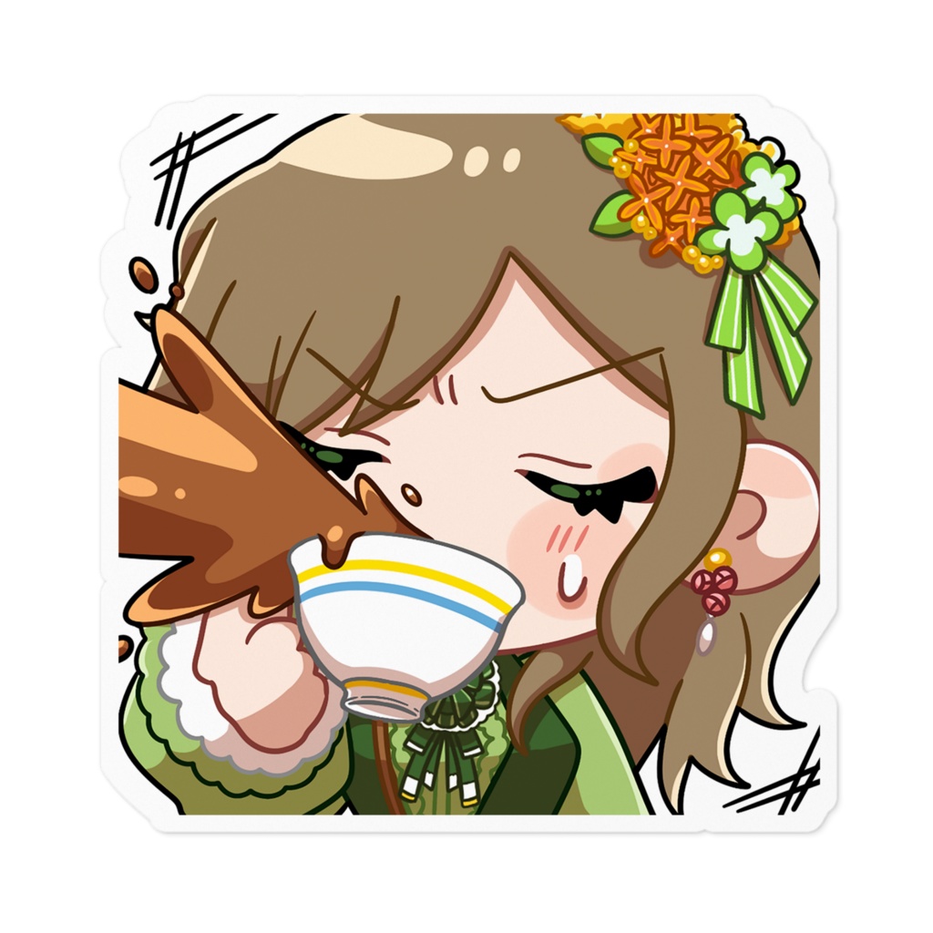 ステッカー　お茶を吹き出す顔