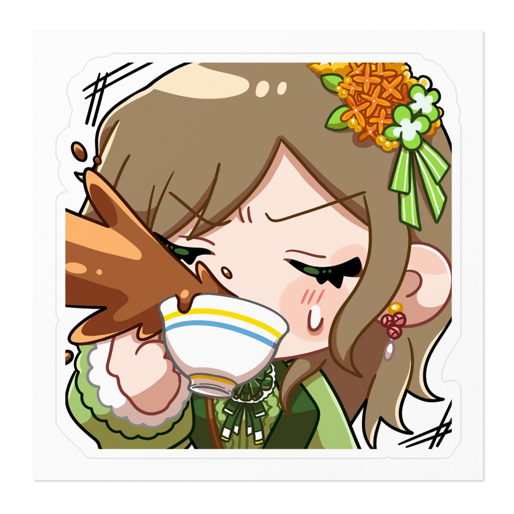 ステッカー お茶を吹き出す顔