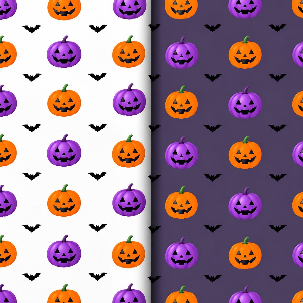 ハロウィン デジタルペーパー 6枚セット|かぼちゃ・黒猫・お城|シームレス素材