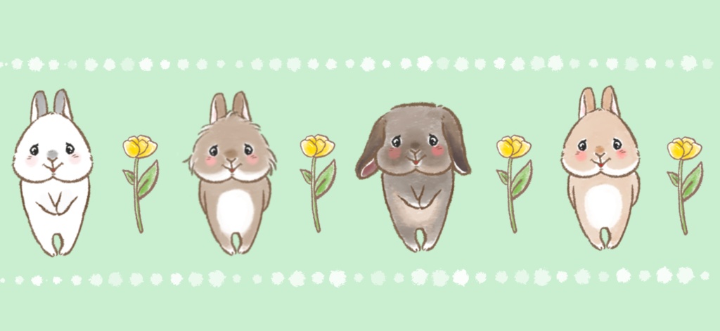 もじもじうさ〜ずマスキングテープ(グリーン)