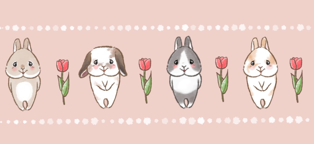 もじもじうさ〜ずマスキングテープ(ピンク)