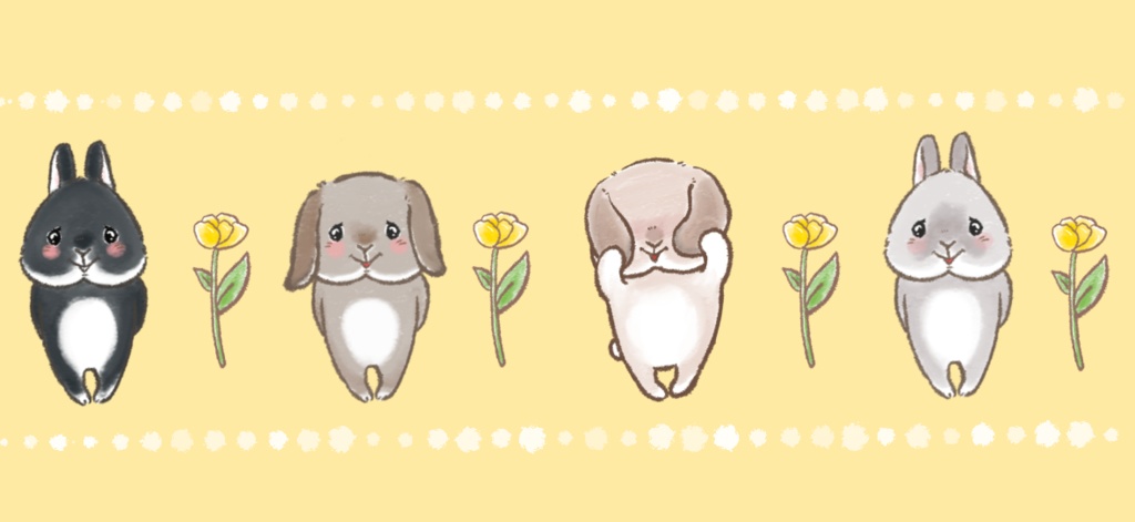 もじもじうさ〜ずマスキングテープ(イエロー)