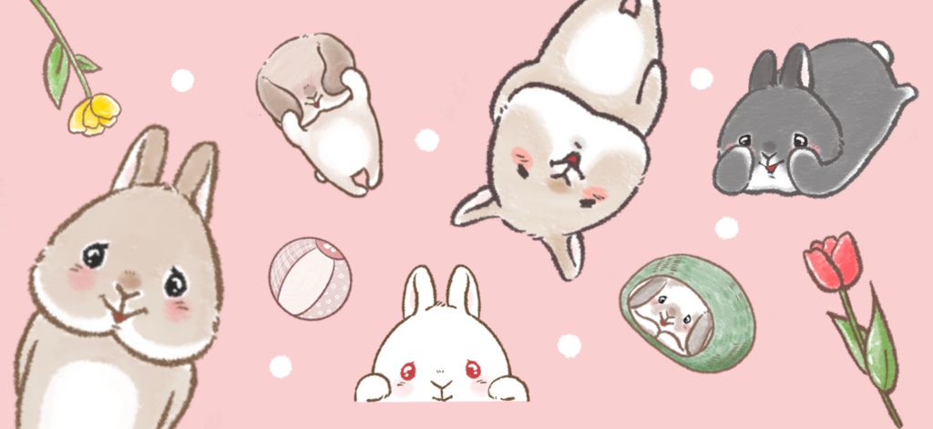 もじもじうさ〜ずマスキングテープ(ピンク)