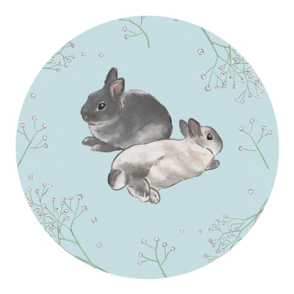 モグふくちゃんマスキングテープ(かすみ草)ブルーグリーン