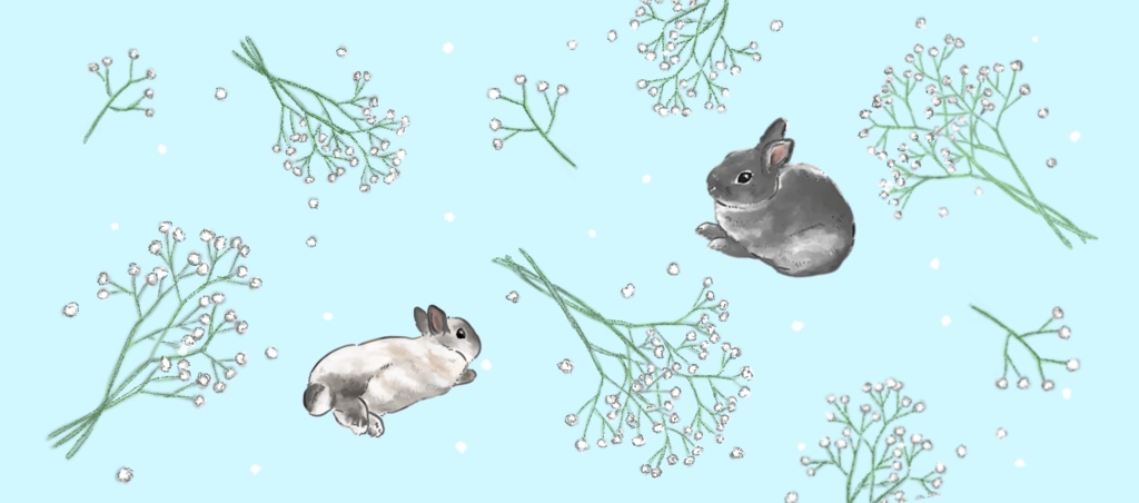 モグふくちゃんマスキングテープ(かすみ草)ブルーグリーン