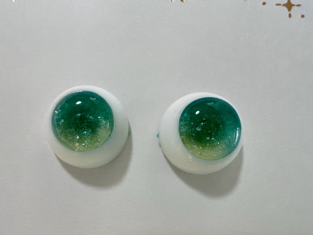 14mmレジンアイ 緑② 瞳孔丸タイプ B品