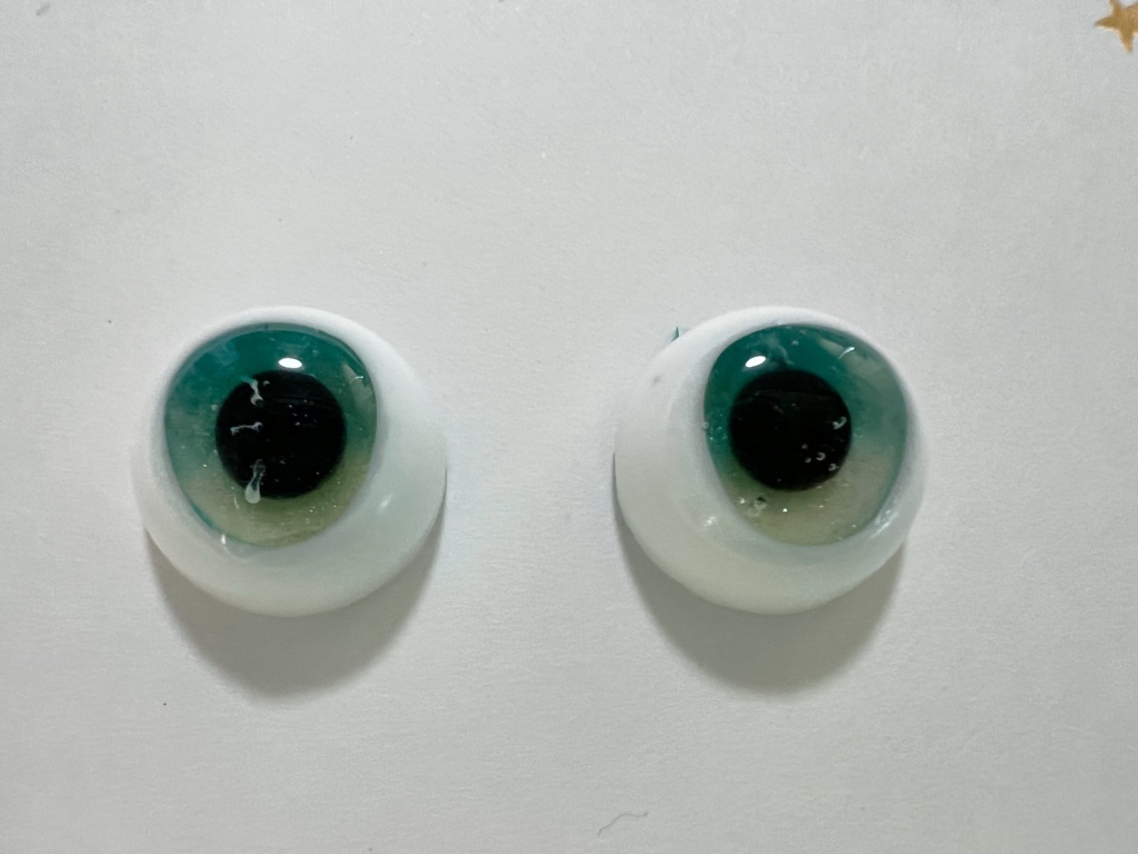 14mmレジンアイ 緑③ 瞳孔縦長タイプ B品