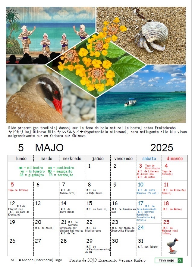 Esperanta Kalendaro 2025 エスペラント・カレンダー2025