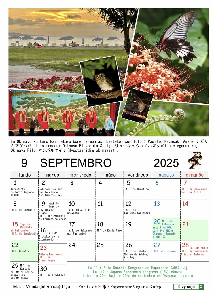 Esperanta Kalendaro 2025 エスペラント・カレンダー2025