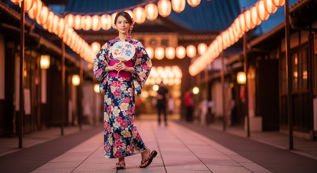 四季の和装美女素材セット|春・夏・秋・冬の日本文化×AIアート(全身イラスト4枚)