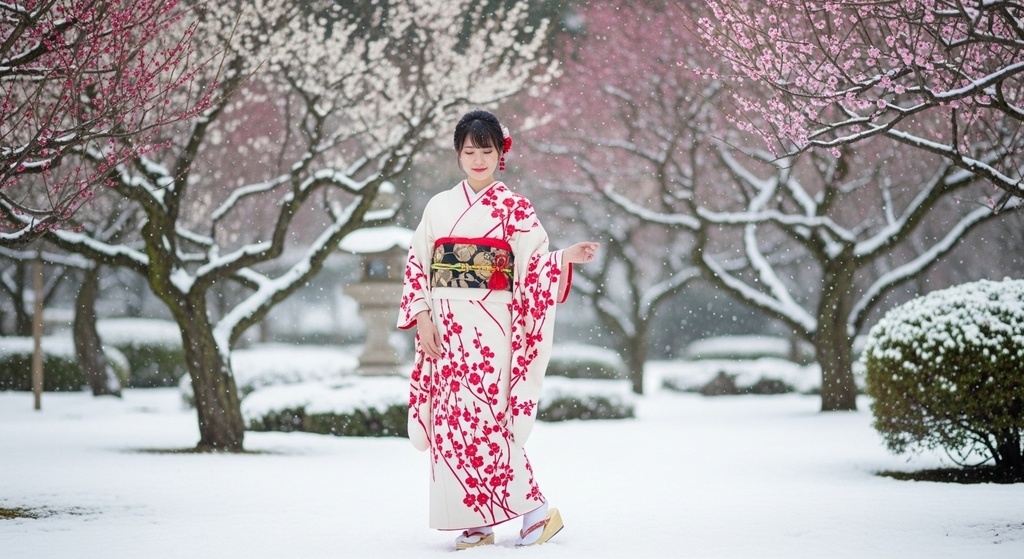 四季の和装美女素材セット|春・夏・秋・冬の日本文化×AIアート(全身イラスト4枚)