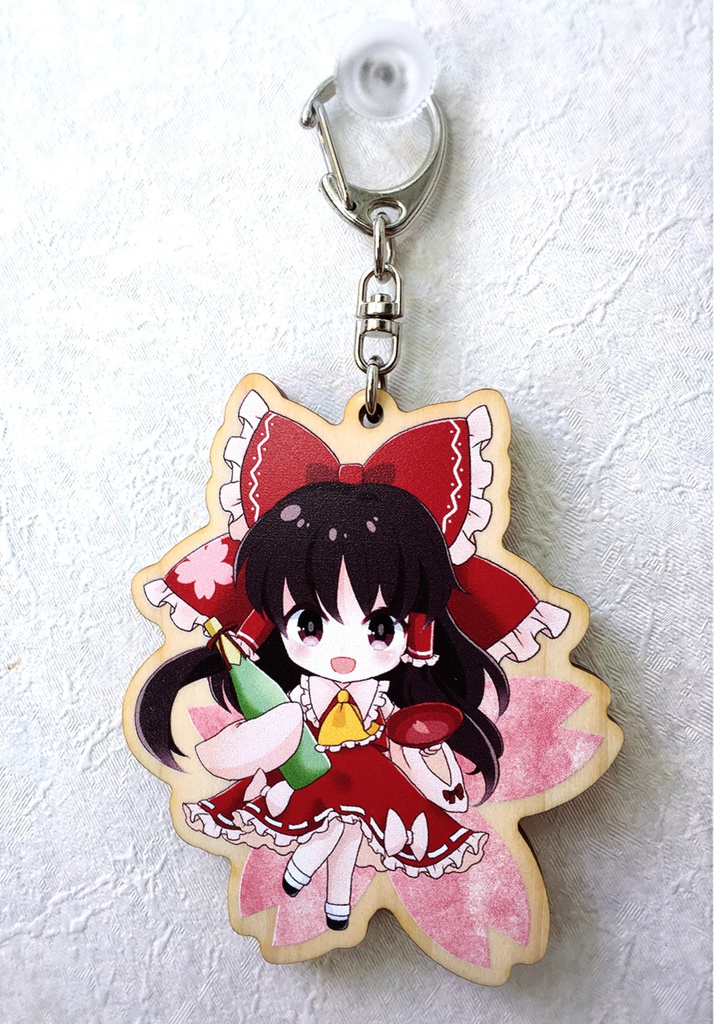 霊夢 お花見ウッドキーホルダー