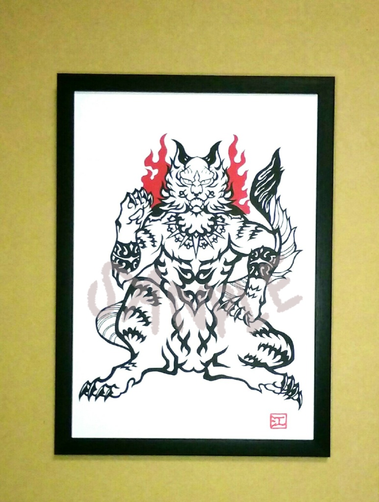 切り絵原画 招き化け猫 江切り絵 Booth