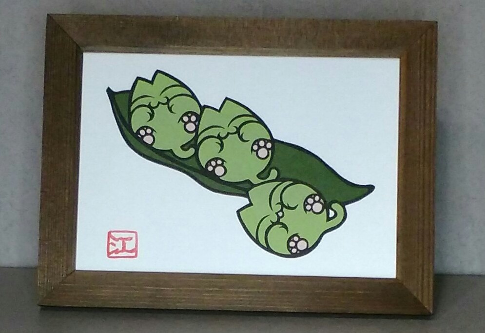 切り絵原画「まめねこさんつぶ」