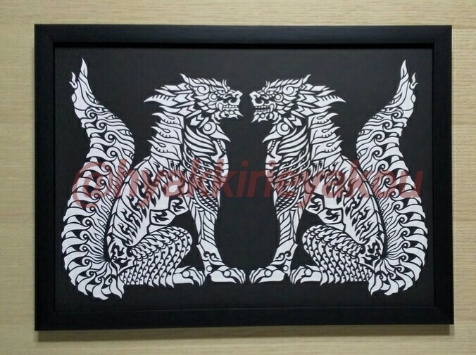 切り絵原画「狛犬ー不動」