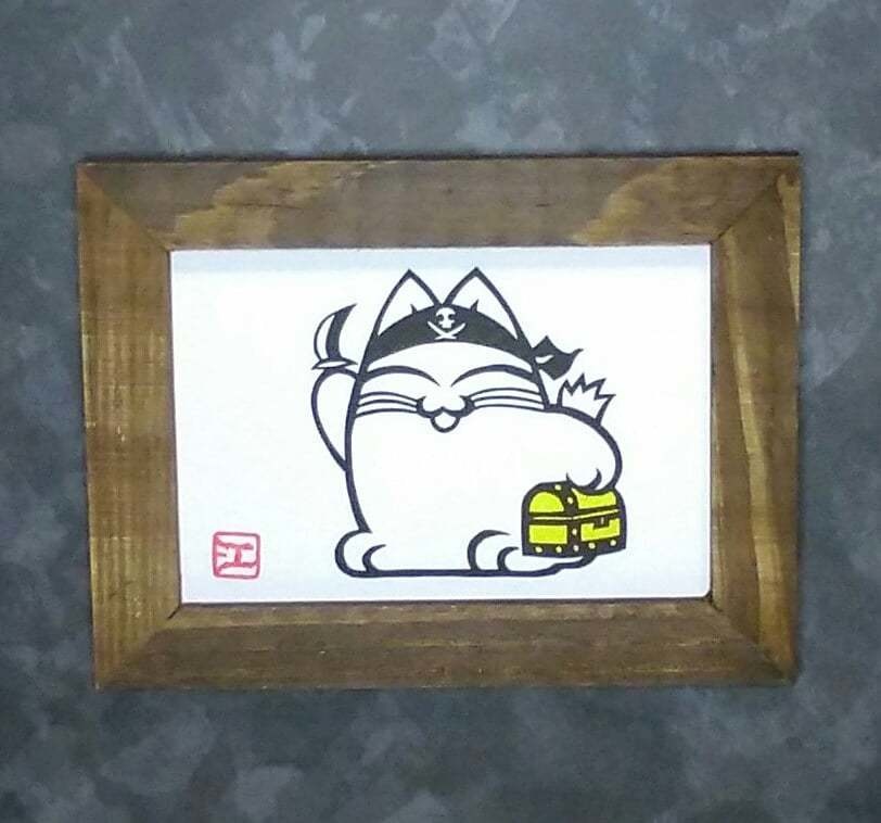 切り絵原画「海賊ねこ」