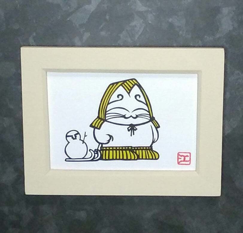 切り絵原画「ゆきんこねこ」