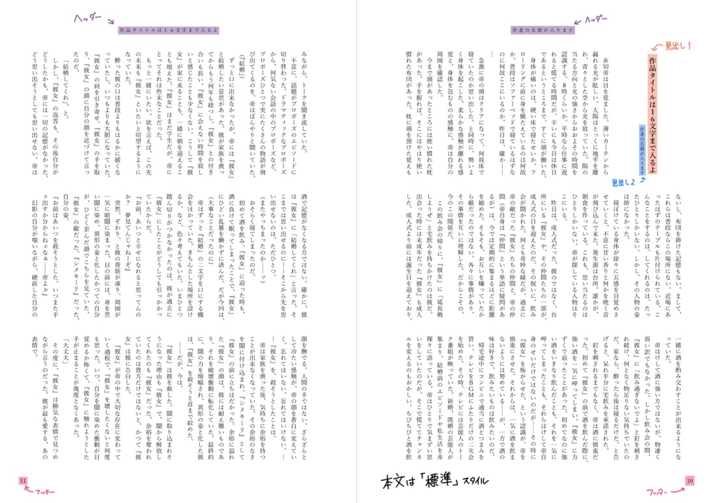 【無料】AL-小説本文テンプレート・アンソロ用(Word)